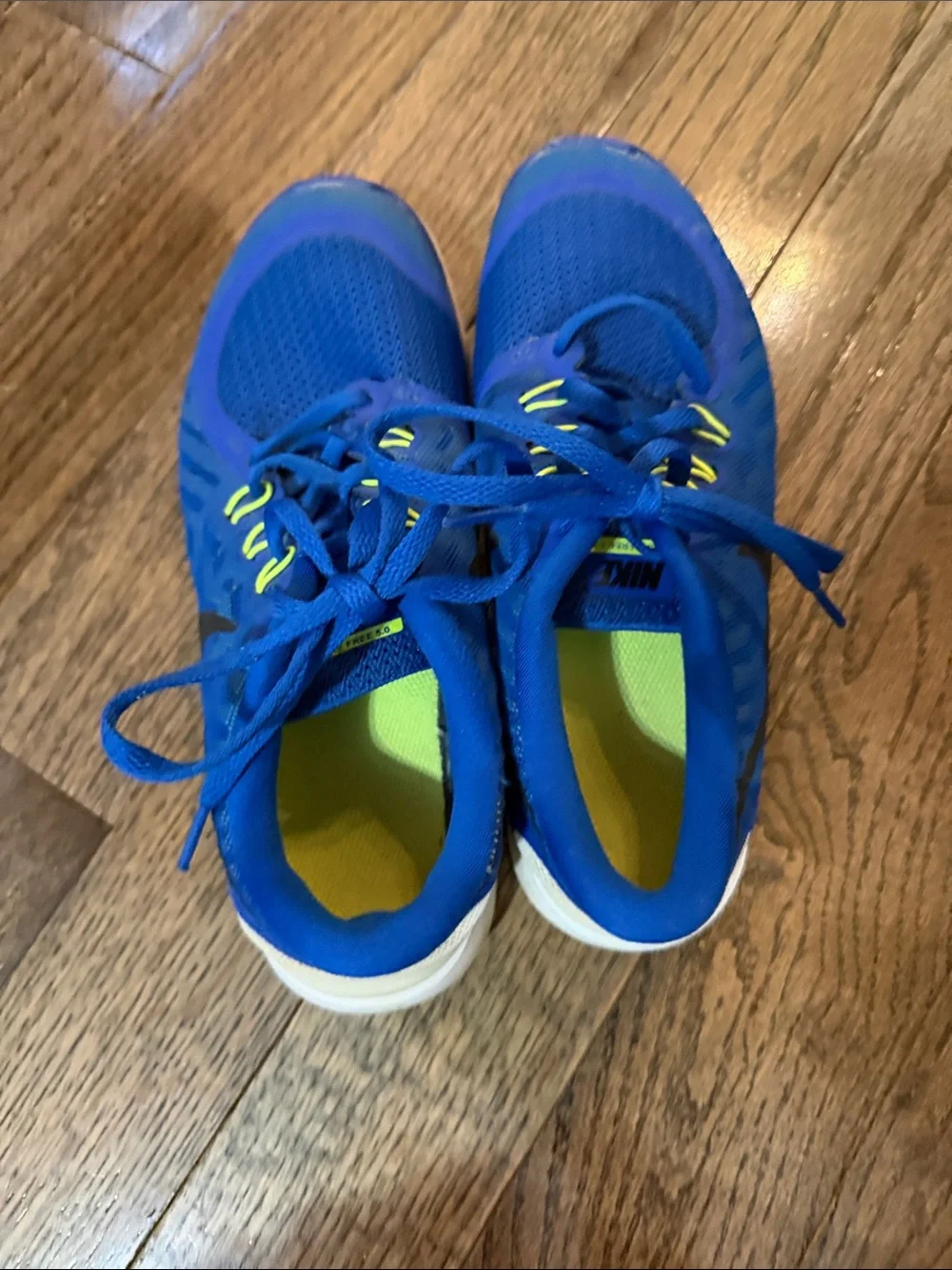 Nike Kids Blue and Neon Yellow Sneakers